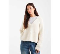Vero Moda - Maglione soffice e morbido color crema con scollo a V-Bianco L