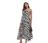 Vero Moda Maternity - Easy - Vestito alla caviglia con spalline sottili e arricciatura con stampa zebrata-Bianco XS