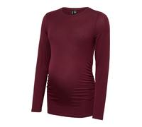 Vero Moda Maternity t-shirt in jersey a maniche lunghe con dettaglio arricciato bordeaux-Rosso XS