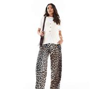 Vero Moda Maternity - Pantaloni a fondo ampio con stampa leopardata-Multicolore XXS