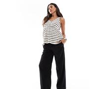 Vero Moda Maternity - Pantaloni a fondo ampio in misto lino neri-Nero L