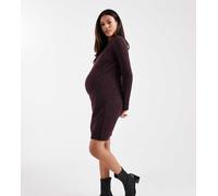 Vero Moda Maternity - Vestito corto girocollo in maglia morbida bordeaux mélange-Rosso XL
