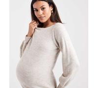 Vero Moda Maternity - Vestito midi in maglia morbida color crema con maniche a palloncino-Bianco XL
