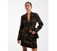 Vero Moda - Minigonna in flanella color cioccolato con stampa a quadri in coordinato-Marrone 38