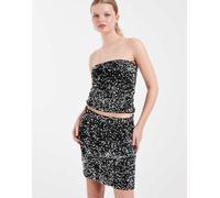 Vero Moda - Minigonna testurizzata con paillettes nero e argento in coordinato XS