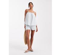 Vero Moda - Mix and Match - Pantaloncini in cotone verdi a righe in coordinato-Blu XL