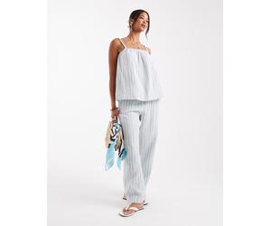 Vero Moda - Mix and Match - Pantaloni in cotone verdi a righe in coordinato-Blu L