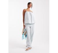 Vero Moda - Mix and Match - Pantaloni in cotone verdi a righe in coordinato-Blu XS