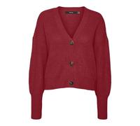 VERO MODA Neck Cuff Vmlea LS-Cardigan Noos con Scollo a V, Karanda Red, XS Donna