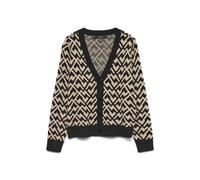 VERO MODA Neck Rep Vmaria Art LS-Cardigan con Scollo a V, Nero, S Donna