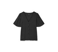 VERO MODA Neck Shirt Vmalba SS-Maglietta con Scollo a V Wvn Ga Noos, Nero, L Donna