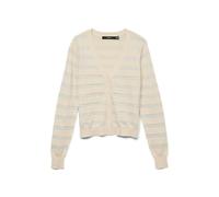 VERO MODA Neck Vmhappyshine Stripe LS-Cardigan con Scollo a V, Betulla, L Donna