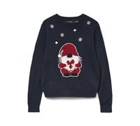 VERO MODA Neck Xmas Box Vmcute LS-Pullover con Scollo Rotondo, Blazer Blu Marine, M Donna