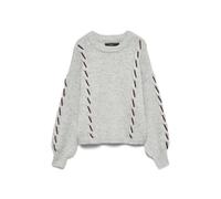 VERO MODA O-Neck Handstitch Pullover Vmilina LS - Maglione con Collo Rotondo e Punto a Mano, Grigio Chiaro Melange, M da Donna, Grigio Chiaro, M