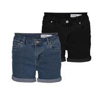 VERO MODA Pantaloncini da donna Vmluna Mr Fold Mix Ga Noos, Confezione da 2 (Medium Blue Denim/Nero), XXL