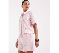 Vero Moda - Pantaloncini in pizzo rosa in coordinato M
