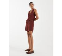Vero Moda - Pantaloncini sartoriali in misto lino color bordeaux in coordinato-Rosso M