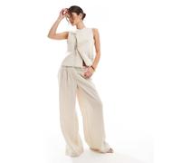 Vero Moda - Pantaloni a fondo ampio a pieghe color crema in coordinato-Neutro 40
