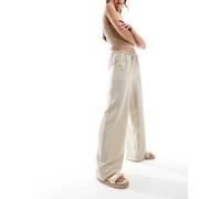 Vero Moda - Pantaloni a fondo ampio color pietra allacciati in vita-Neutro XL