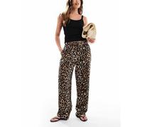 Vero Moda - Pantaloni a fondo ampio leopardati in misto lino-Multicolore S