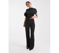 Vero Moda - Pantaloni a fondo ampio neri e argento glitterati in coordinato-Nero XS