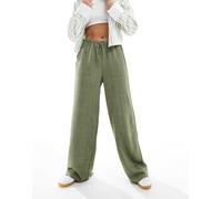 Vero Moda - Pantaloni a fondo ampio verde kaki allacciati in vita S