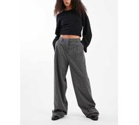 Vero Moda - Pantaloni dad con fondo ampio grigio mélange a quadri 36