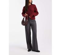 Vero Moda - Pantaloni dritti eleganti grigio scuro mélange con pieghe sul davanti 2XL