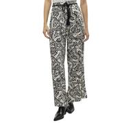 Vero Moda pantaloni gamba larga in fantasia panna nero S