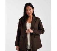Vero Moda Petite - Blazer sartoriale oversize effetto tweed color cioccolato in coordinato-Marrone XS