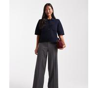Vero Moda Petite - Pantaloni dritti eleganti grigio scuro mélange con piega sul davanti XS