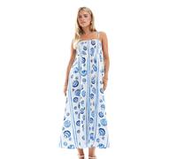Vero Moda Petite - Vestito midi con spalline sottili blu con stampa di conchiglie M