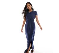 Vero Moda Petite - Vestito T-shirt lungo blu navy con spacco a dettaglio annodato XS