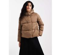 Vero Moda - Piumino taglio corto marrone cucciolo con zip nascosta XL
