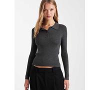 Vero Moda - Polo a maniche lunghe in maglia grigio scuro mélange M