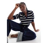 Vero Moda - Polo blu navy in maglia di cotone a righe XL