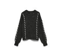 VERO MODA Pullover da Donna Vmilina LS O-Neck Punto Mano, Misto Grigio Scuro, M, Misto Grigio Scuro., M