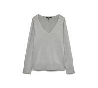 VERO MODA Pullover Donna Aderente Scollo a V Maniche Lunghe Polsini a Costine, Colore:Grigio-3, Taglia:L