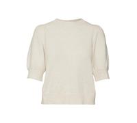 Vero Moda - Top in maglia color crema mélange a maniche corte-Bianco L