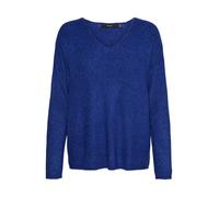VERO MODA Maglione in Maglia Scollo a V a Maniche Lunghe Maglione Lavorato VMCREWLEFILE., Colore:Blu Scuro, Taglia:L