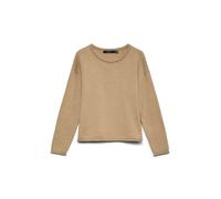 VERO MODA Vmgold Roll LS O-Neck Pullover Maglione Lavorato a Maglia, Silver Mink/Dettagli: mélange, L Donna