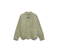 Vero Moda - Camicia giacca in denim kaki slavato con tasche sul davanti-Verde XL