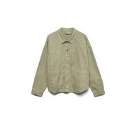 Vero Moda - Camicia giacca in denim kaki slavato con tasche sul davanti-Verde XL