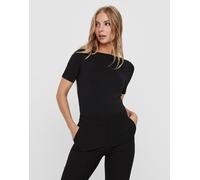 Vero Moda - T-shirt attillata nera con scollo a barchetta-Nero XS