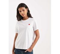 Vero Moda - T-shirt bianca con grafica con cuore piccolo-Bianco L