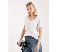 VERO MODA Neck T-Shirt Vmpaulina SS-Maglietta con Scollo a V, Jrs Noos, Bianco, M Donna