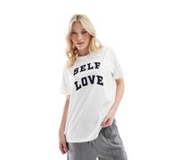Vero Moda - T-shirt oversize bianca con scritta "Self Love"-Bianco XS