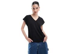 Vero Moda - T-shirt oversize comoda nera con scollo a V-Nero XXS