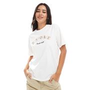 Vero Moda - T-shirt squadrata bianca con ricamo "Bon Voyage"-Bianco 2XL