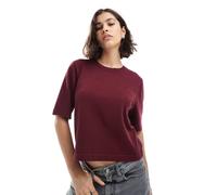 Vero Moda - T-shirt squadrata in maglia bordeaux-Rosso XL